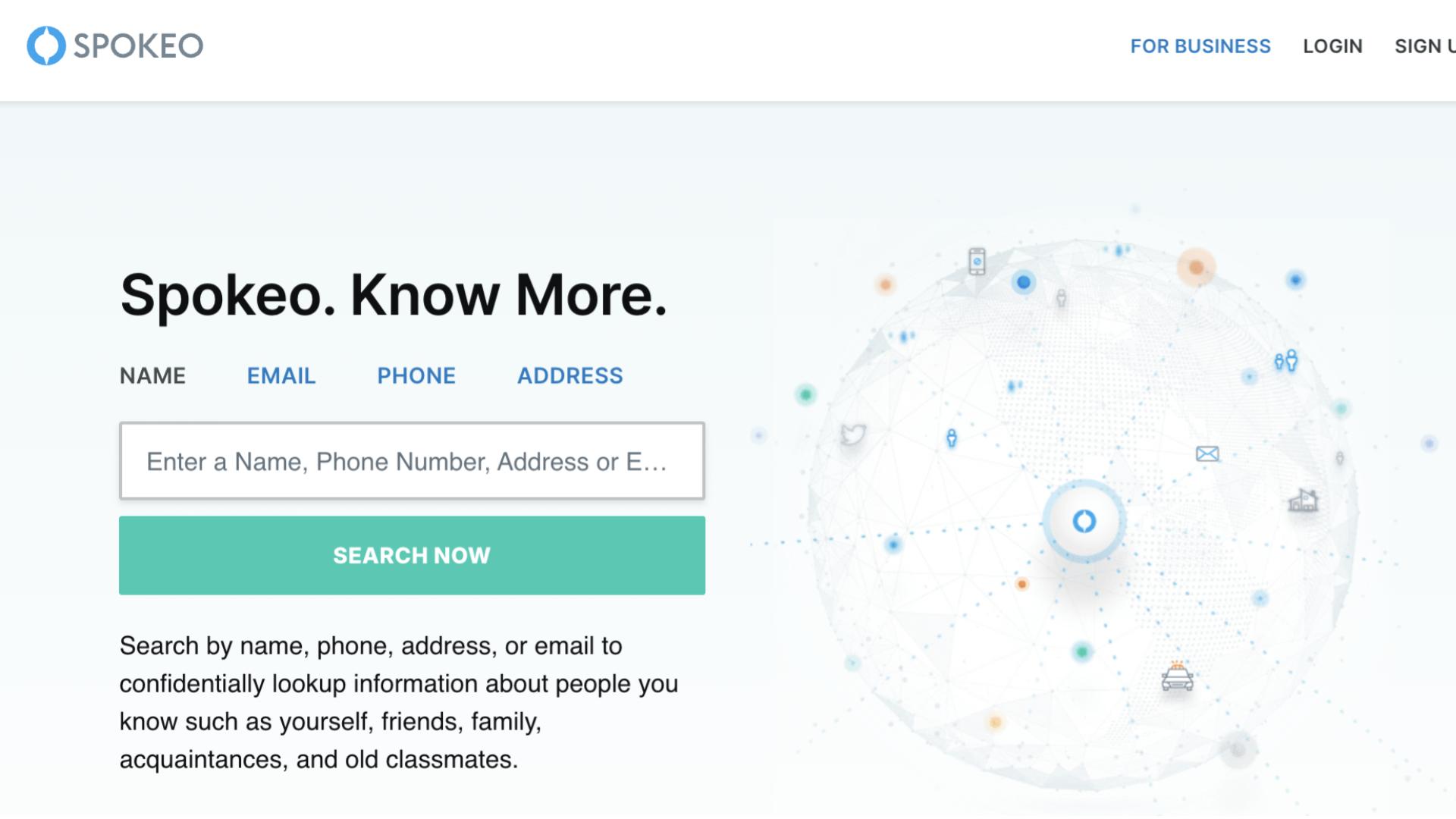 An image of the Spokeo landing page