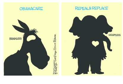 Political Cartoon U.S. Obamacare AHCA Trumpcare GOP Congress
