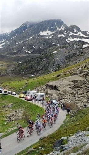 Snow still lingers near the top of the 2067-metre high Croix de Fer