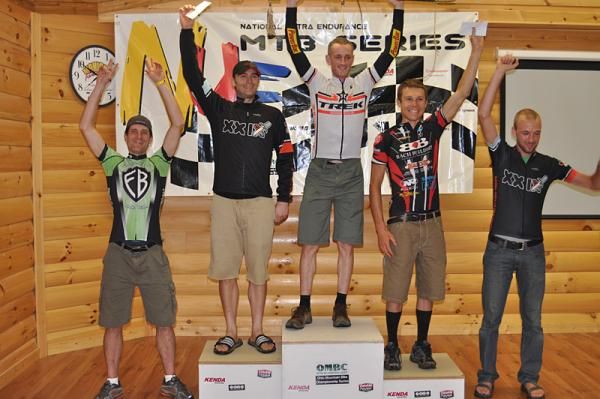 The Mohican 100-miler open men's podium was topped by Jeff Schalk.