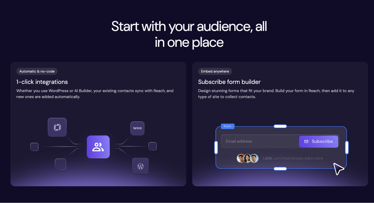 reach audience integrations forms