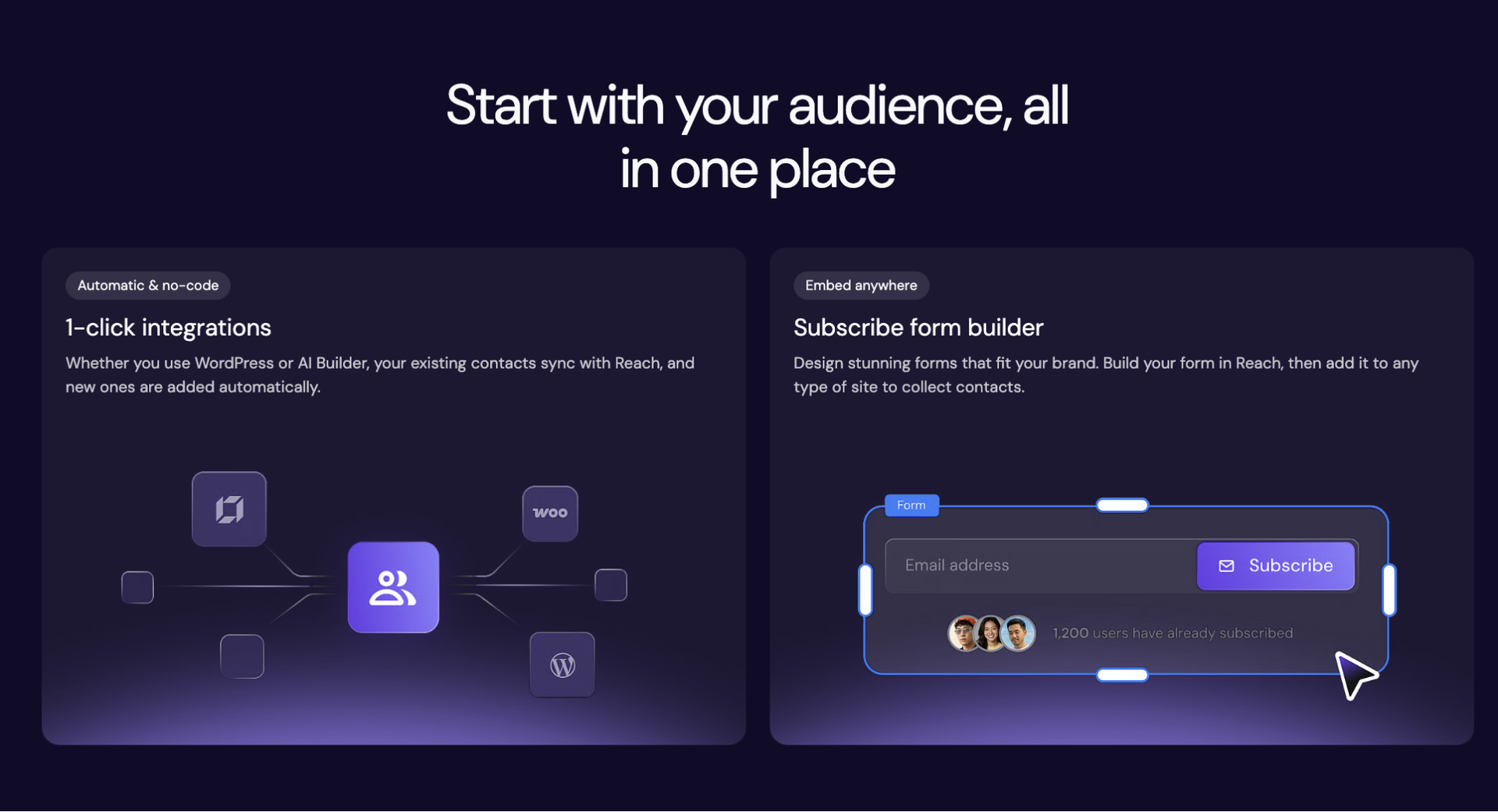 reach audience integrations forms
