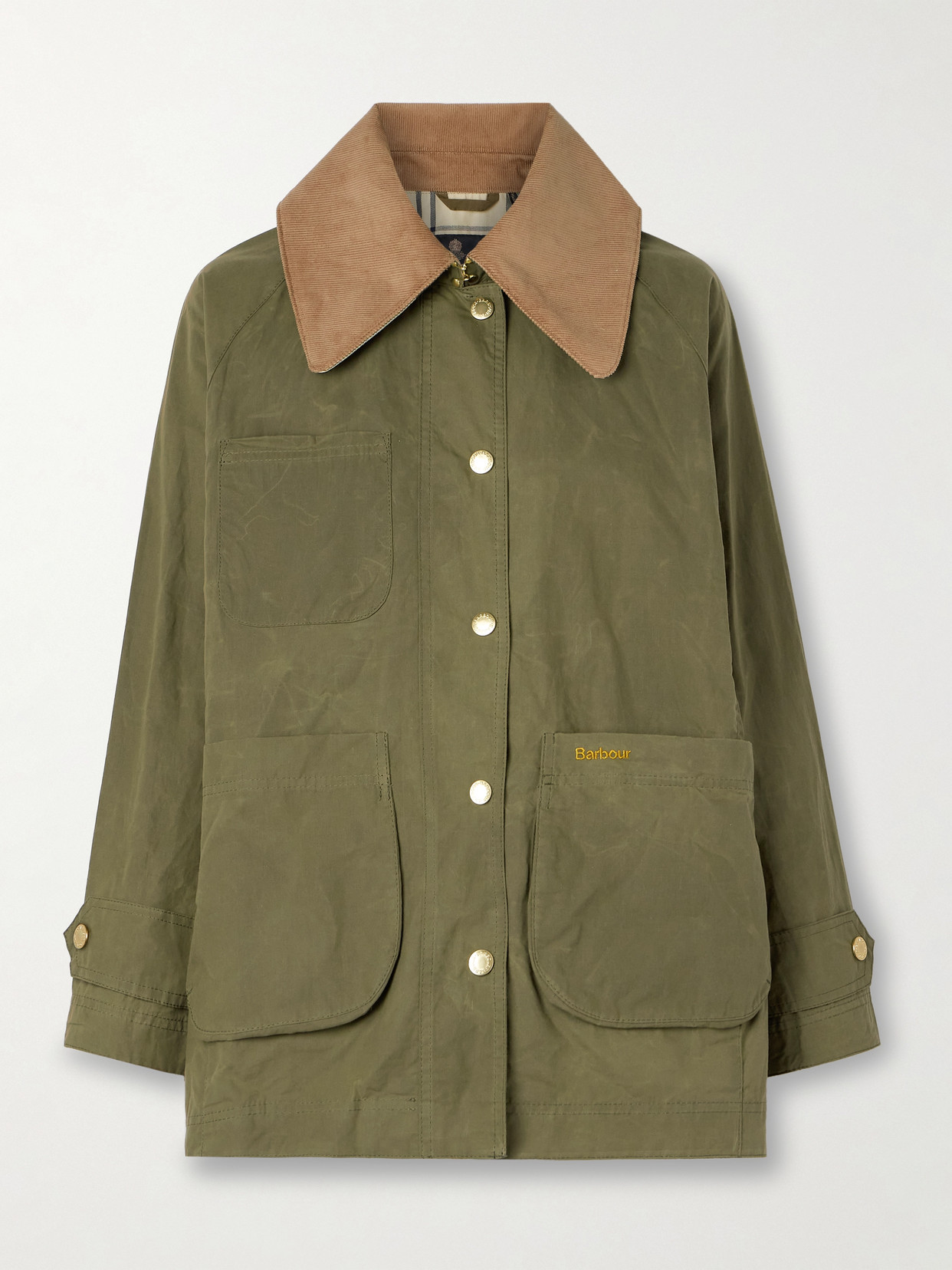 Hutton Corduroy-Trimmed Coated-Cotton Jacket