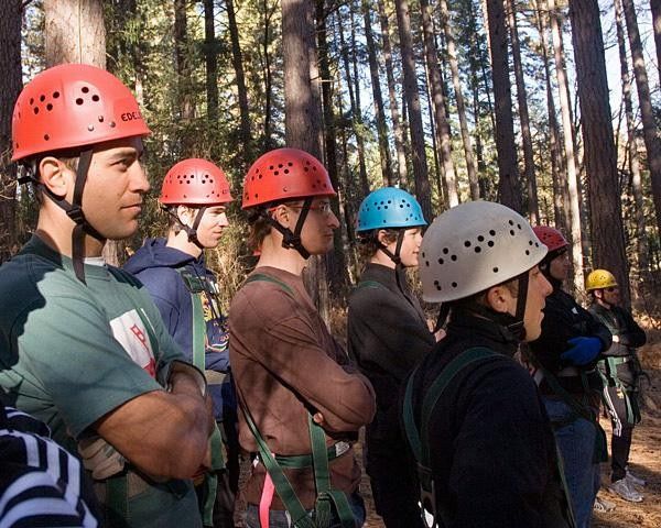 Team members pay careful attention to the lessons of the ropes&hellip;