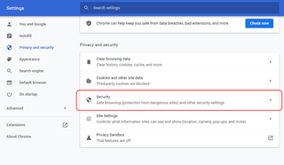 Google Chrome Enable Safe Browsing