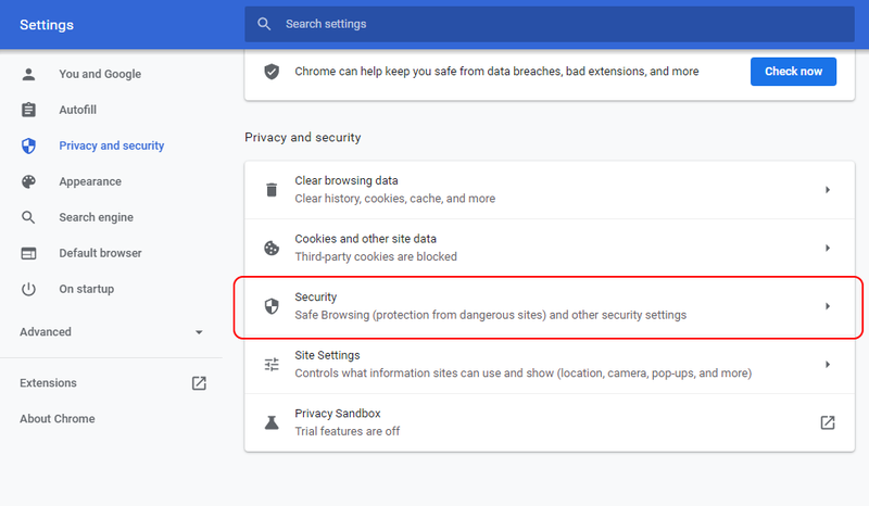 Google Chrome Güvenli Taramayı Etkinleştirin