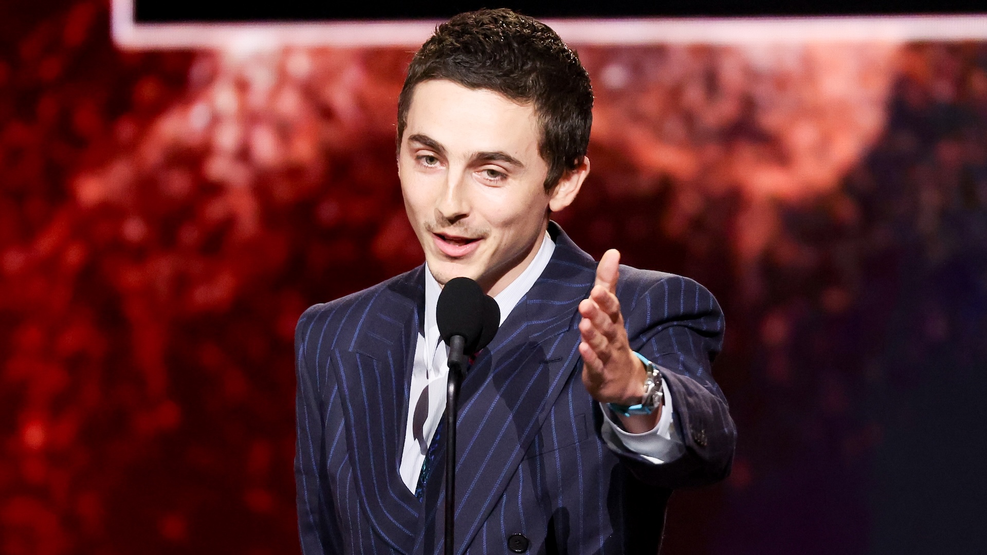 Timoth&eacute;e Chalamet at the 31st Annual Critics Choice Awards held at the Barker Hangar on January 04, 2026 in Santa Monica, California. (Photo by JC Olivera/Variety via Getty Images)