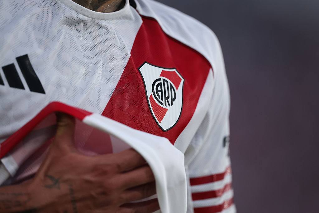 A detailed view of the River Plate badge on the shirt of Kevin Castano during the FIFA Club World Cup 2025 group E match between CA River Plate and CF Monterrey at Rose Bowl Stadium on June 21, 2025 in Pasadena, California.