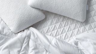 Mattress protector on bed