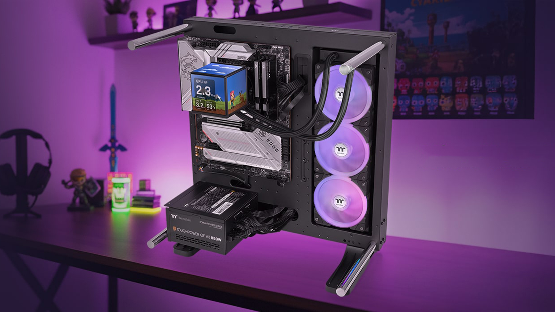 Pump block on the Thermaltake Minecube 360 Ultra ARGB Sync AIO liquid cooler