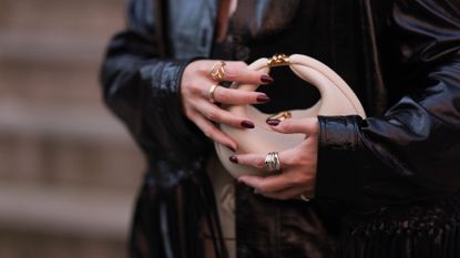 Autumn nail colour trends 2024 - Merlot manicure close up