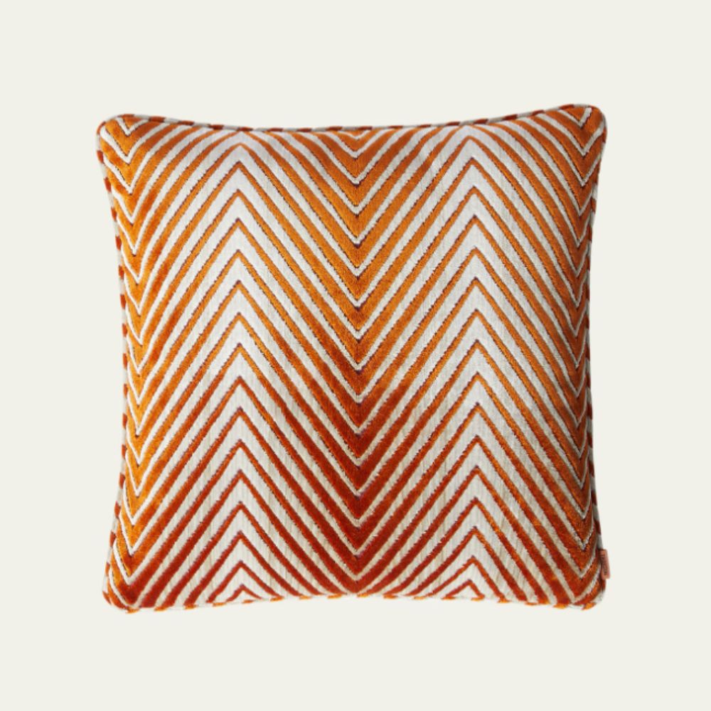 Orange zigzag Missoni print cushion