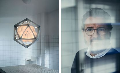 Olafur Eliasson and his new ‘OE Quasi’ light for Louis Poulsen. 