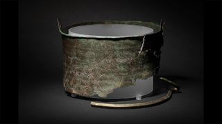 A photo of the Bromeswell bucket against a black background. 