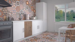 patterned kitchen wall tiles and floor tiles