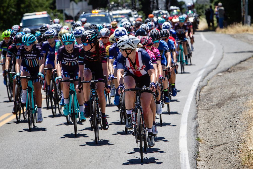 The peloton during stage 1 of the 2018 Amgen Women's Race
