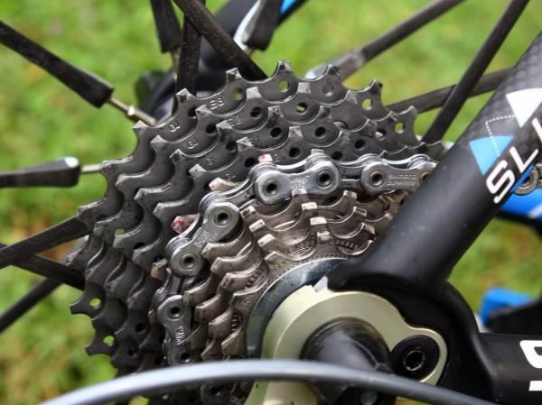 The four largest cogs are titanium to help save weight.