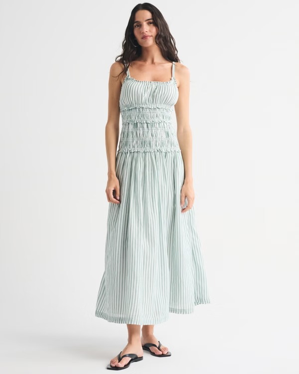 Bra-Free Smocked Drop-Waist Maxi Dress