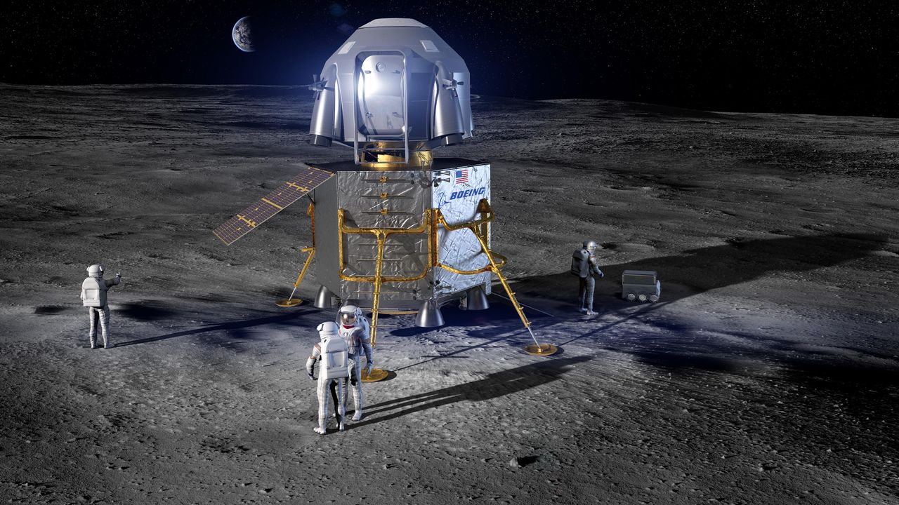 An artist's concept of a Boeing moon lander for astronauts for NASA's Artemis program to return humans to the moon by 2024.