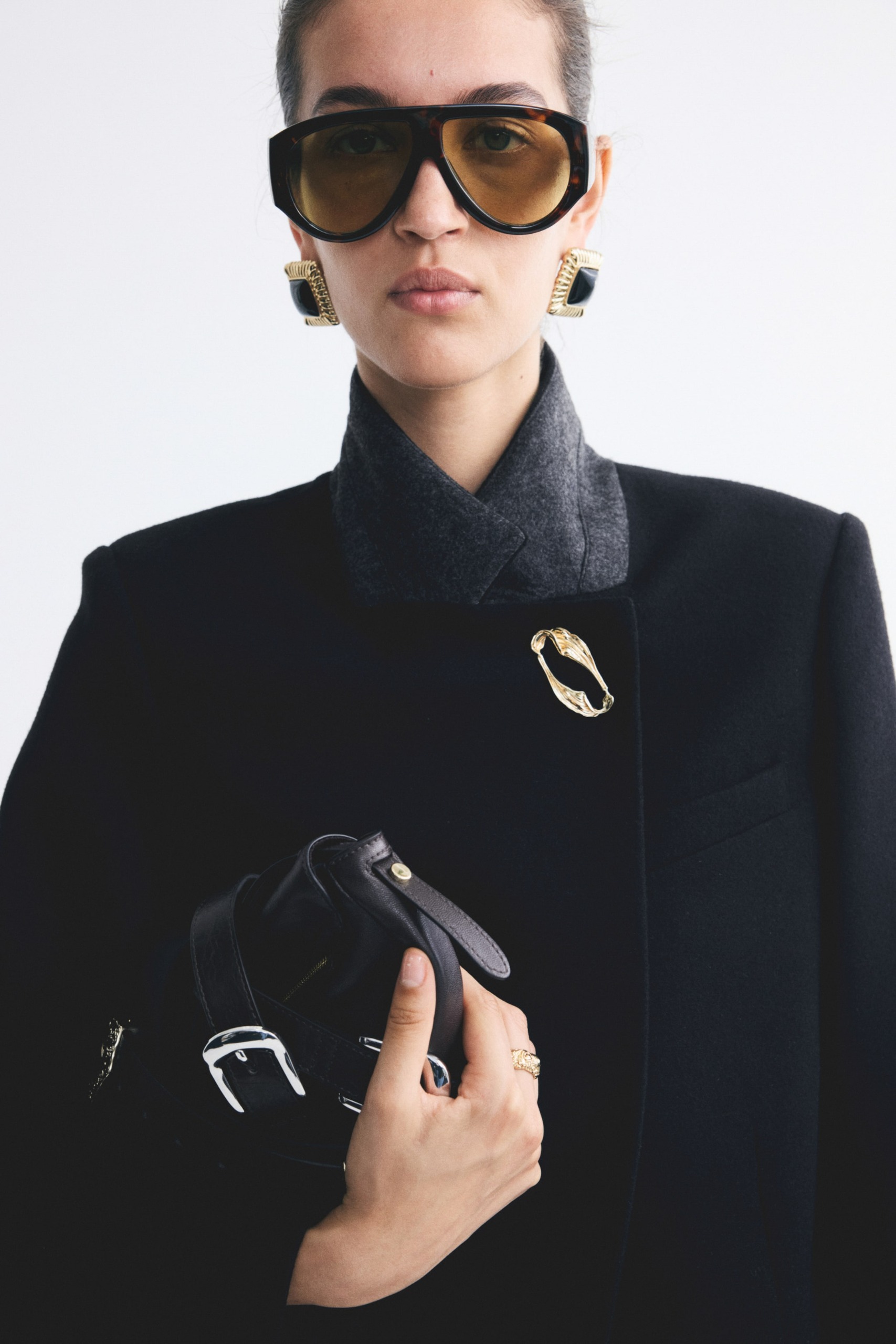 Wool-Blend Brooch-Detail Blazer