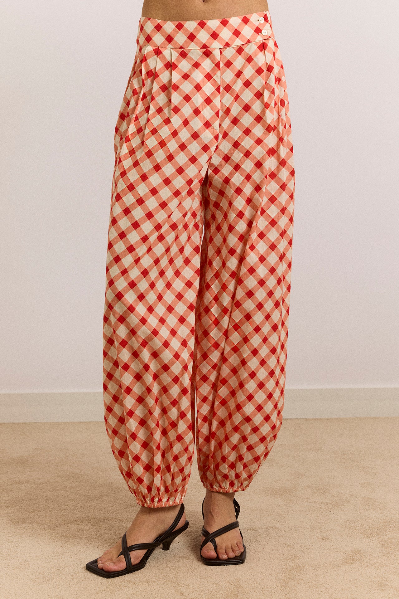 Fernanda Sheer Trousers - Red Gingham