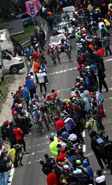 Visconti got passed by many and couldn't hold this group either. But his team-mates stayed with him all the way to the finish.
