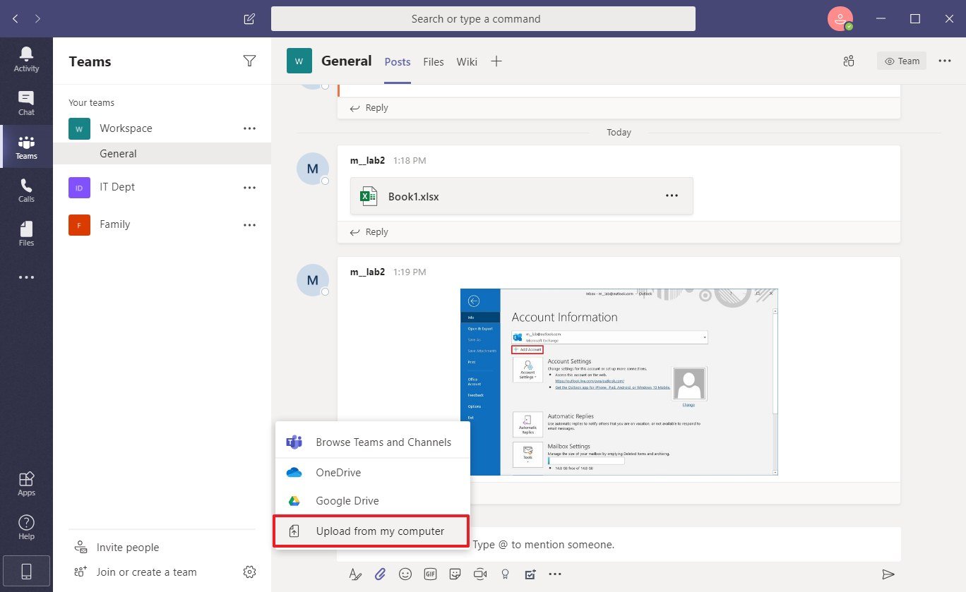 Upload files to channel on Microsoft Teams