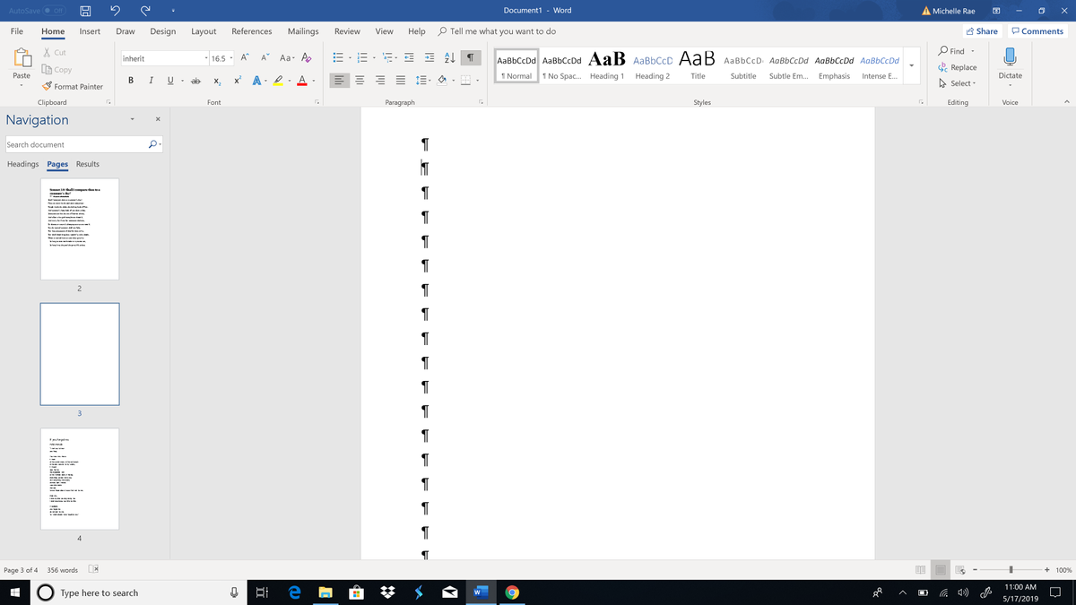how to delete a page in microsoft word 2016