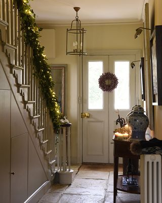Hallway with last minute Christmas styling by Birdie Fortescue