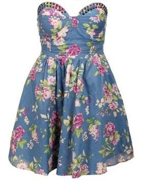 Boo Hoo Floral Bustier Stud Trim Dress, £20