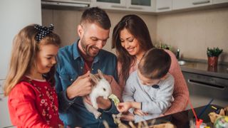 Family with rabbit