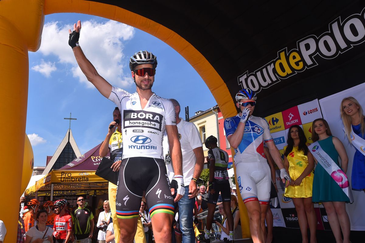 Peter Sagan waves to the crowds