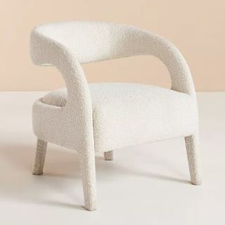 white boucle accent chair