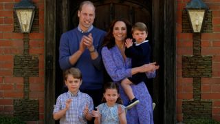 Prince William, Duke of Cambridge, Catherine Duchess of Cambridge, Prince George of Cambridge, Princess Charlotte of Cambridge and Prince Louis of Cambridge clap for NHS carers as part of the BBC Children In Need and Comic Relief 'Big Night In at London on April 23, 2020 in London, England.