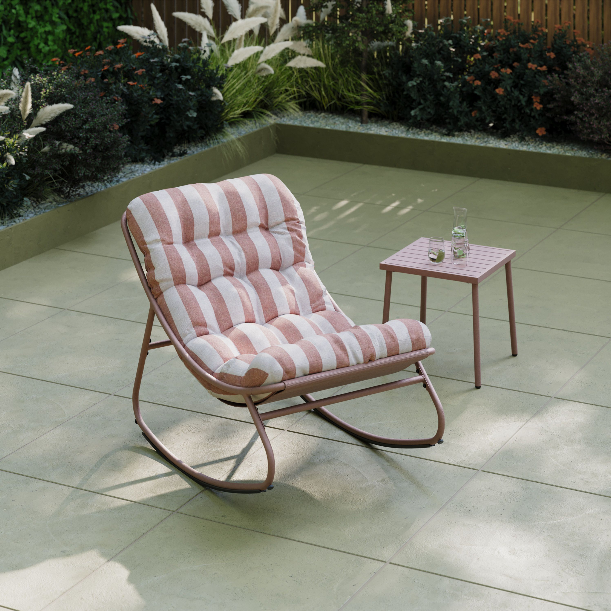 Porto Terracotta Stripe Rocking Chair