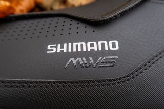 Shimano MW5 logo printed on side of shoe