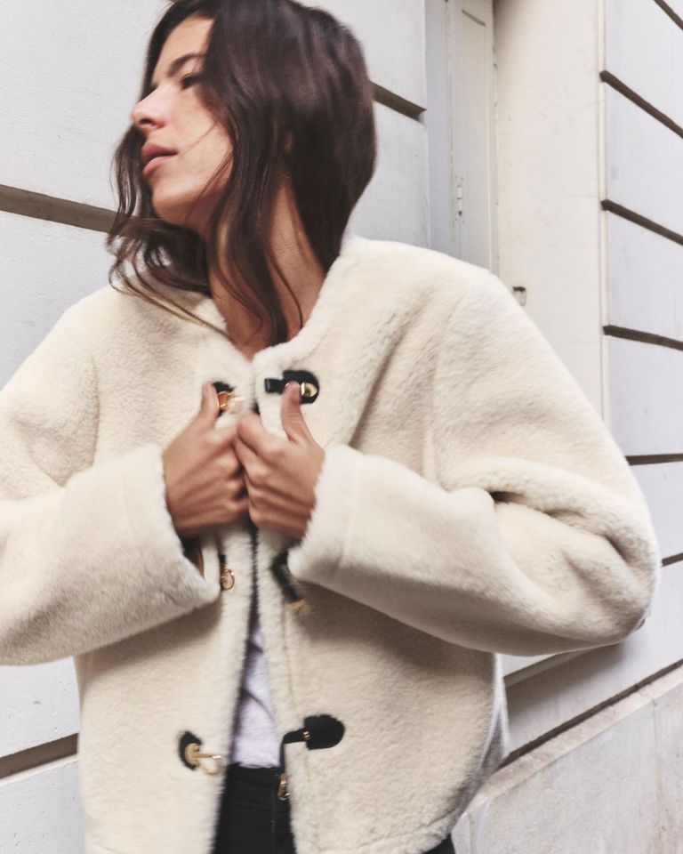 faux shearling sandals zara