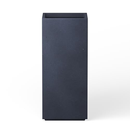 Kante 23.6" H Tall Rectangular Concrete Planter, Modern Square Diameter Plant Pot With Drainage Hole and Rubber Plug for Indoor Outdoor Home Patio Garden, Charcoal
