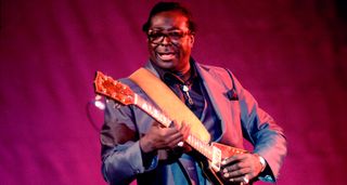 Albert King plays his iconic V onstage