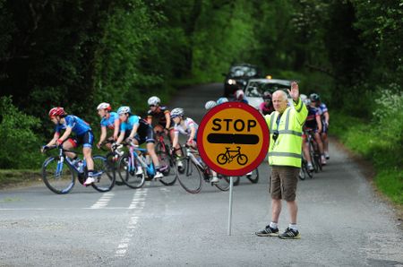 Volunteer at a bike race