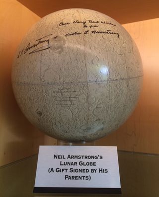 A lunar globe that once belonged to Neil Armstrong, and later gifted to DFJ.