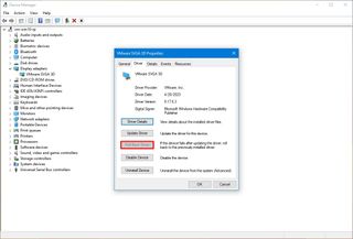 Device Manager driver rollback option