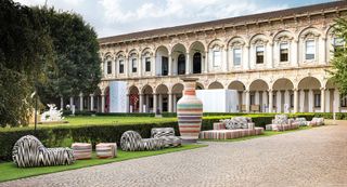 Outdoor furniture on display at Universita Statale di Milano