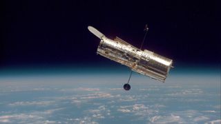 Hubble Against Earth Horizon 1997