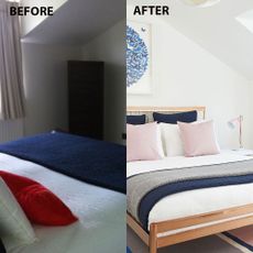 before and after makeover split butterfly picture bedroom with white wall