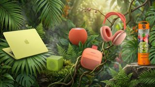 Selection of tech in oranges, yellows and greens