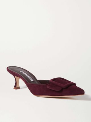 Maysale 50 Buckled Suede Mules