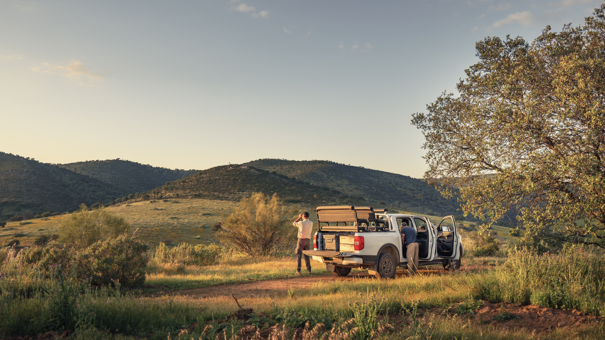 Samuel Pla, the founder of Lynxperience, scanning the bush for Iberian lynx