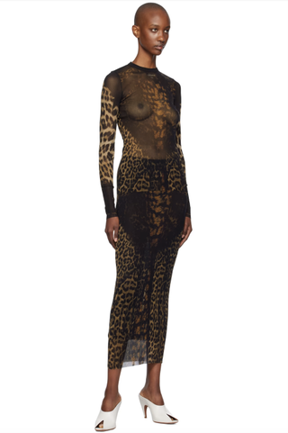 Jean Paul Gaultier Brown Leopard Maxi Skirt