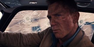 Daniel Craig drives a damaged DB5 in No Time To Die